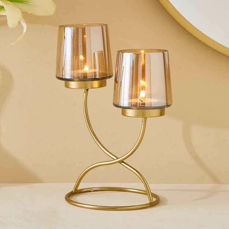 Leon Aurum Glass and Metal Multi T-Light Holder