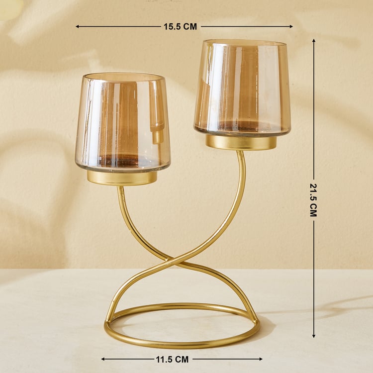 Leon Aurum Glass and Metal Multi T-Light Holder