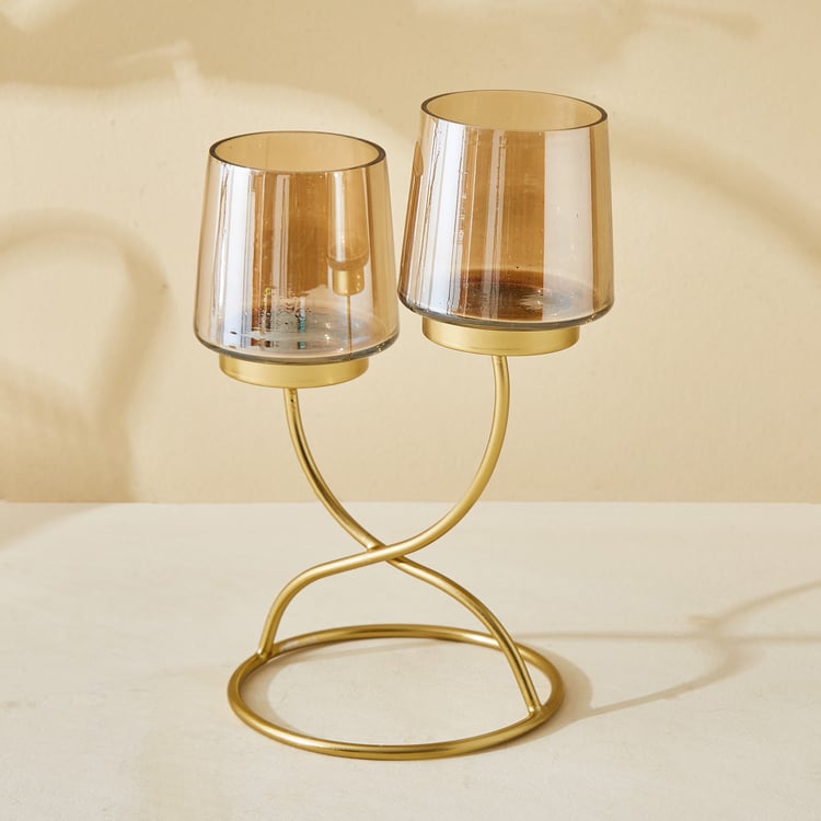 Leon Aurum Glass and Metal Multi T-Light Holder