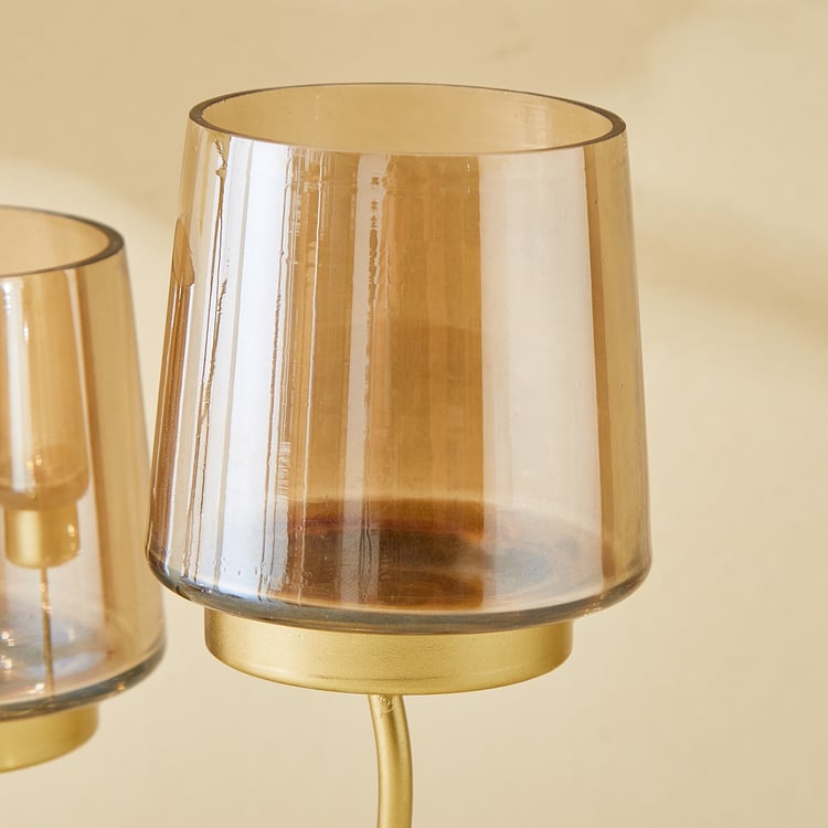 Leon Aurum Glass and Metal Multi T-Light Holder