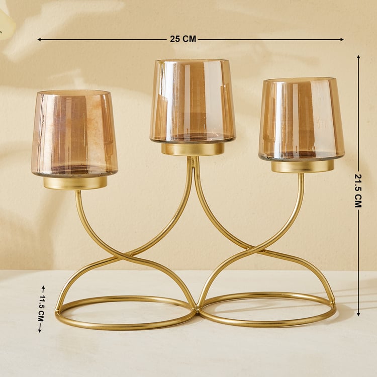 Leon Aurum Glass and Metal Multi T-Light Holder