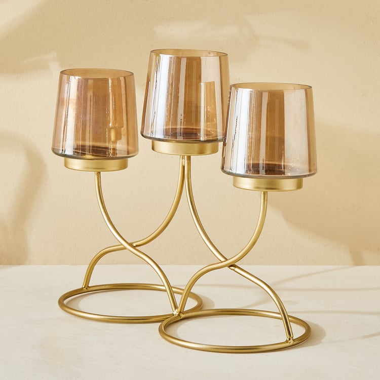 Leon Aurum Glass and Metal Multi T-Light Holder