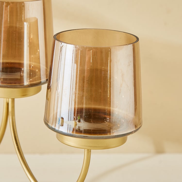 Leon Aurum Glass and Metal Multi T-Light Holder