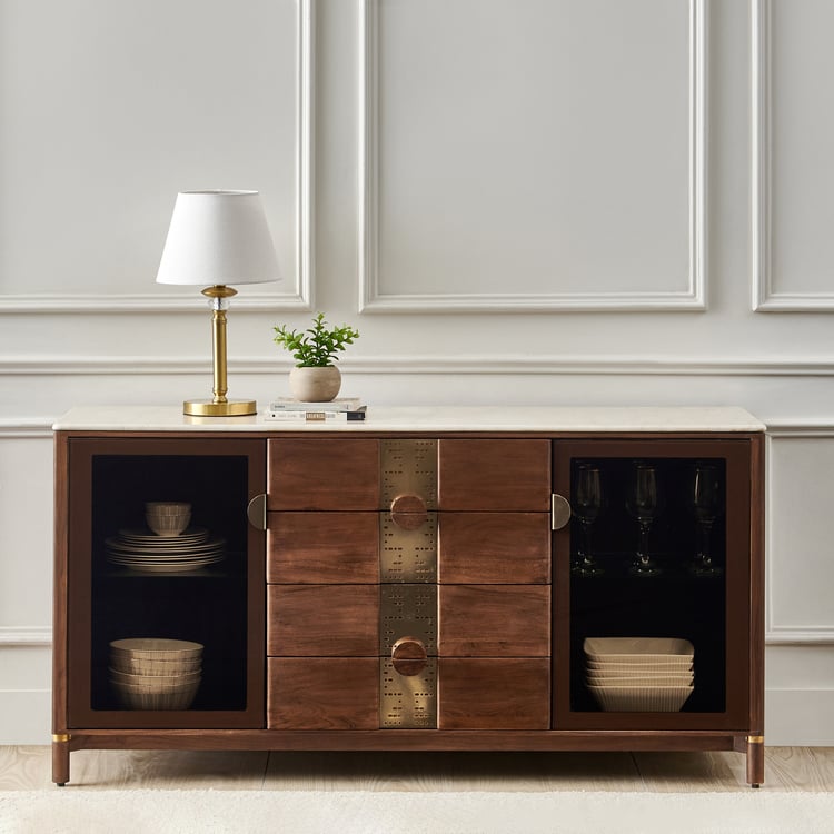 Nuqta Marble Top Sideboard - Walnut