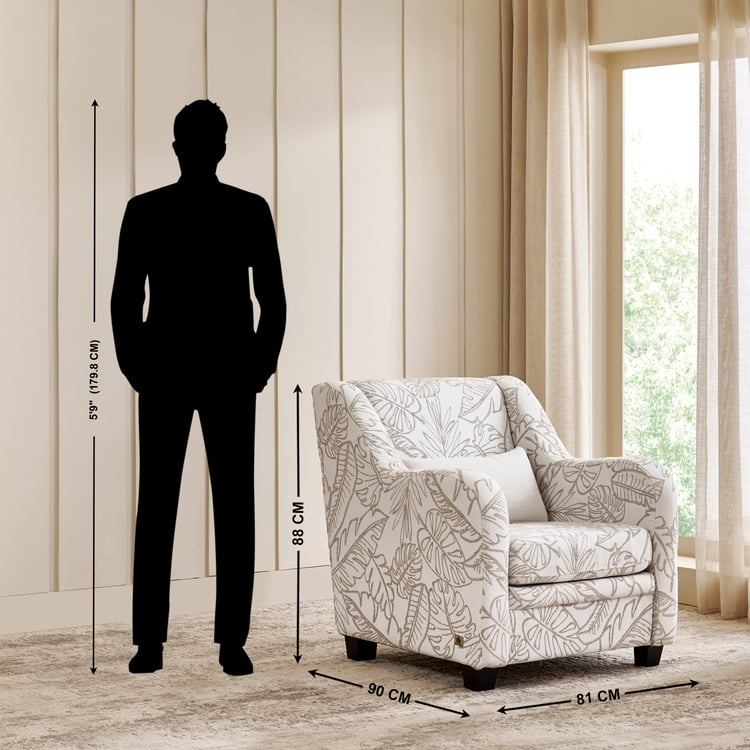 Kingsbury Fabric 1-Seater Sofa with Cushion - Beige