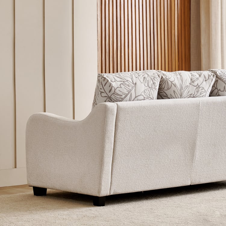 Kingsbury Fabric 3-Seater Sofa with Cushions - Beige