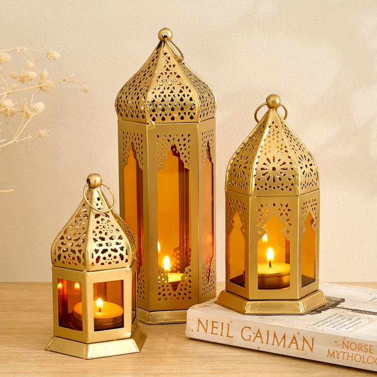Salsa Moroccan Glass and Metal Lantern - Small