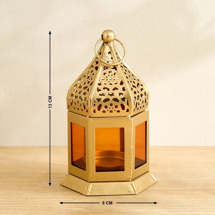 Salsa Moroccan Glass and Metal Lantern - Small