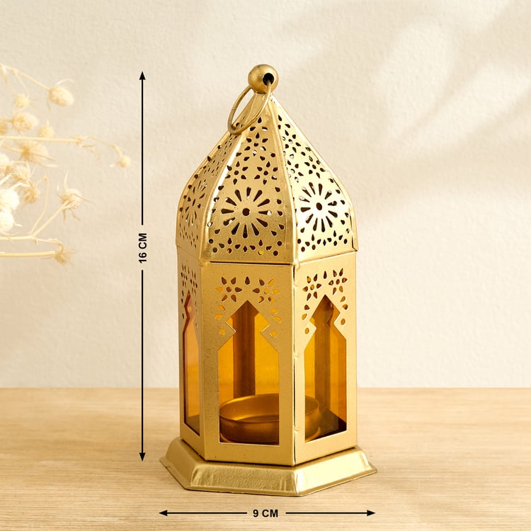 Salsa Moroccan Glass and Metal Lantern - Medium
