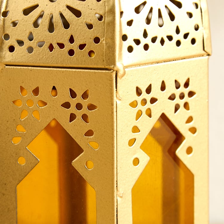 Salsa Moroccan Glass and Metal Lantern - Medium