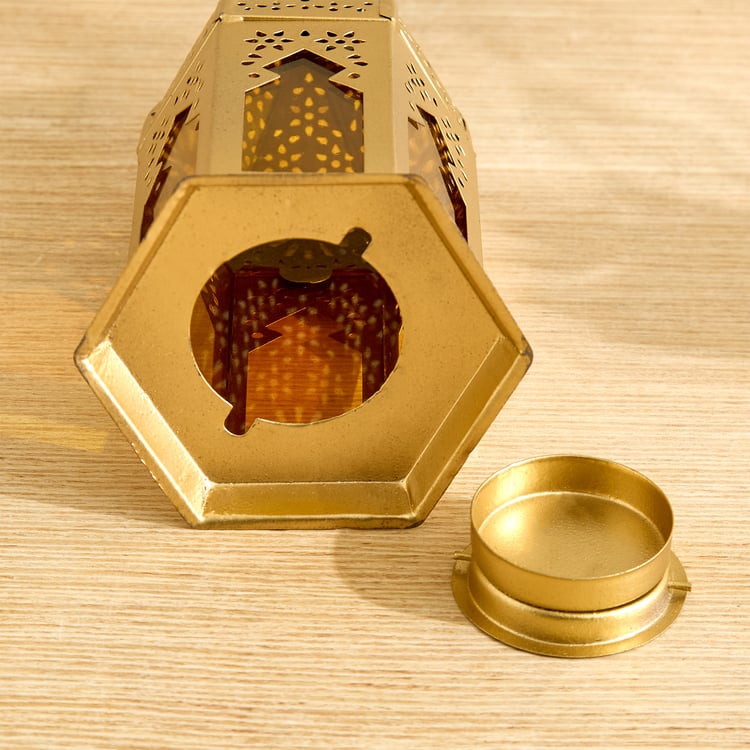 Salsa Moroccan Glass and Metal Lantern - Medium
