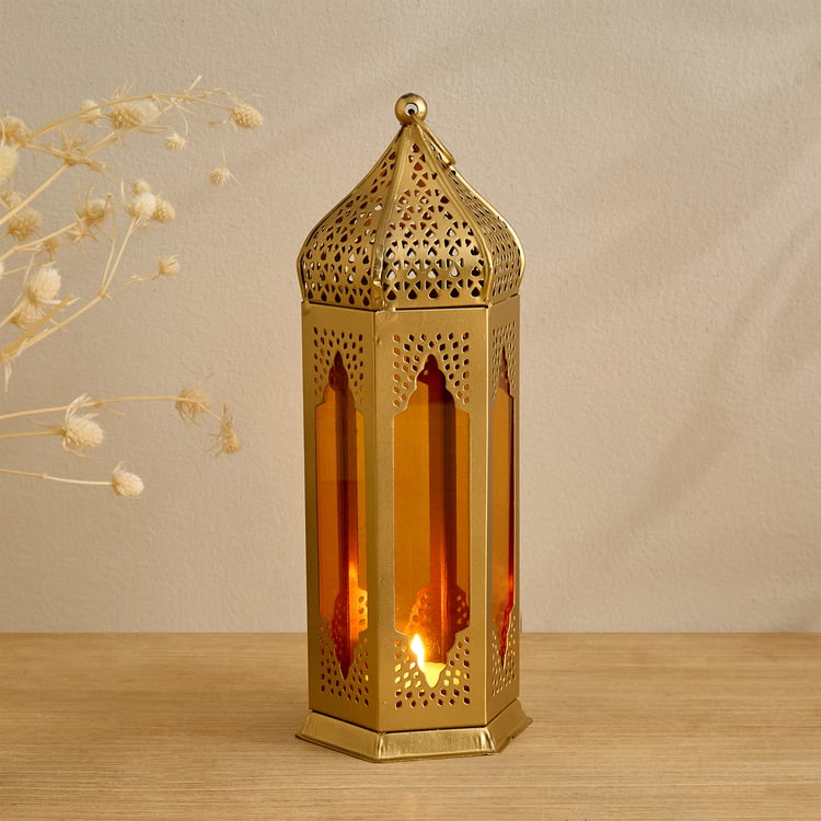 Salsa Moroccan Glass and Metal Lantern - Large
