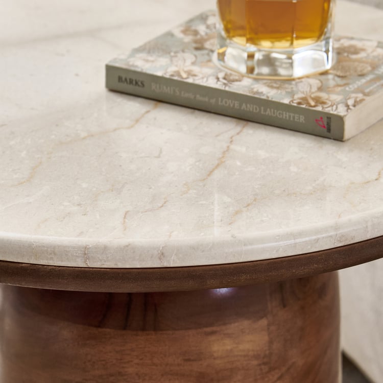 Nuqta Marble Top End Table - Walnut