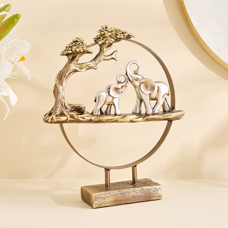 Corsica Meryl Polyresin Elephants with Metal Ring Figurine