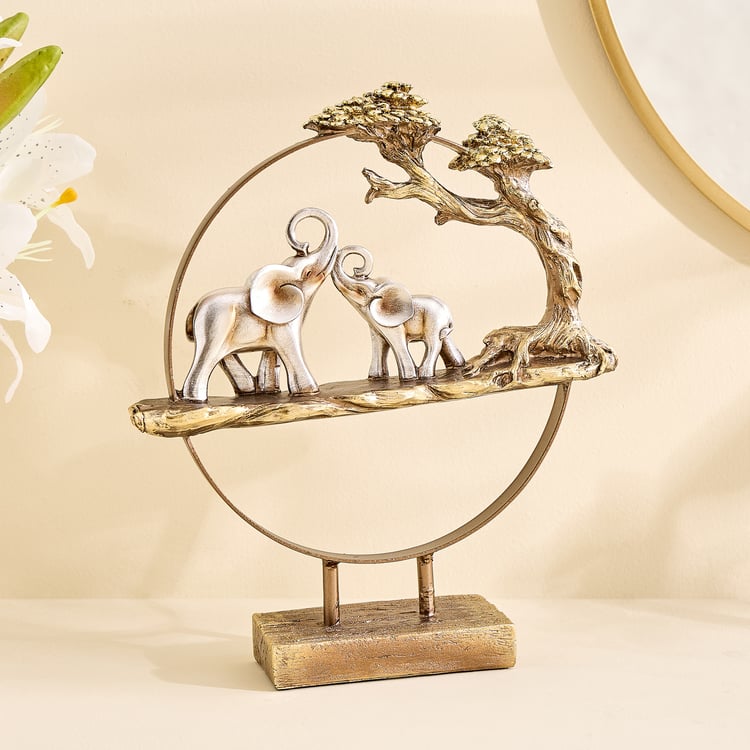 Corsica Meryl Polyresin Elephants with Metal Ring Figurine