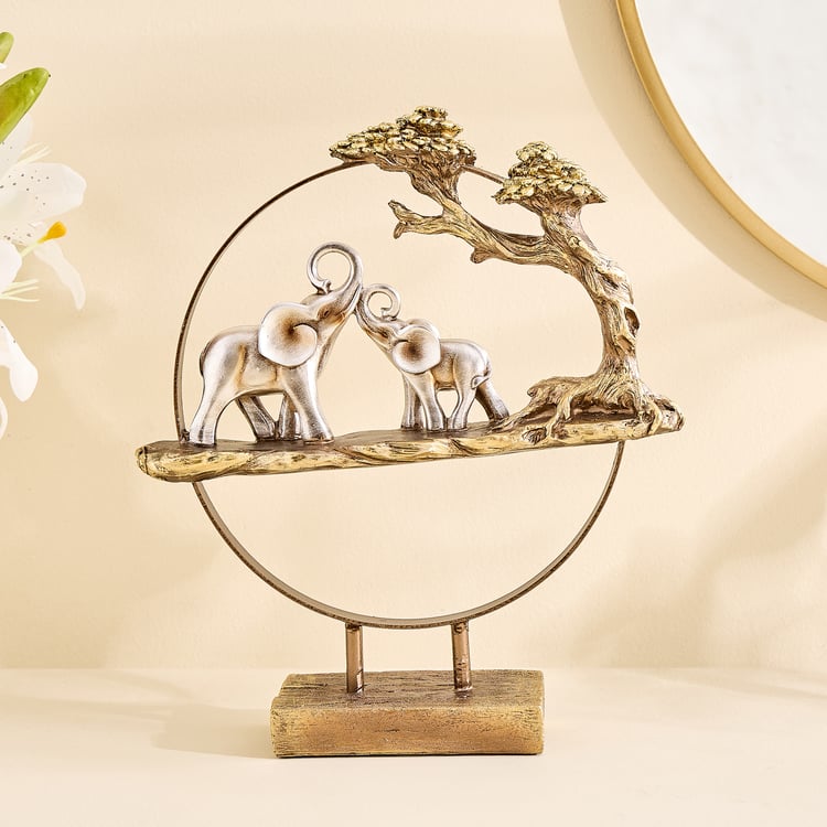 Corsica Meryl Polyresin Elephants with Metal Ring Figurine