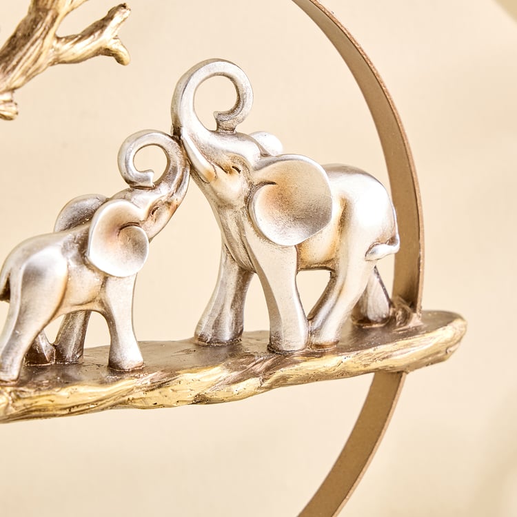 Corsica Meryl Polyresin Elephants with Metal Ring Figurine