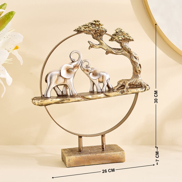 Corsica Meryl Polyresin Elephants with Metal Ring Figurine