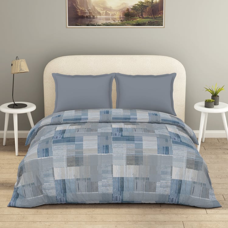 SPACES Essentials Geometric Print Cotton Double Duvet Cover