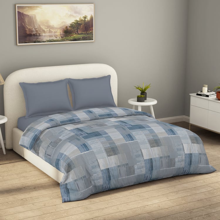 SPACES Essentials Geometric Print Cotton Double Duvet Cover