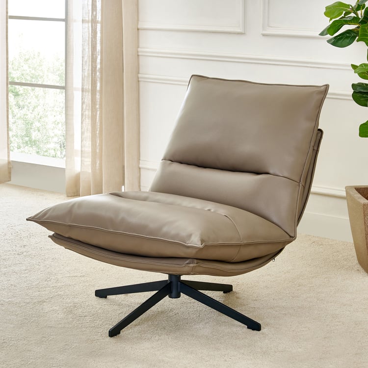 Magna Faux Leather Swivel Accent Chair - Brown