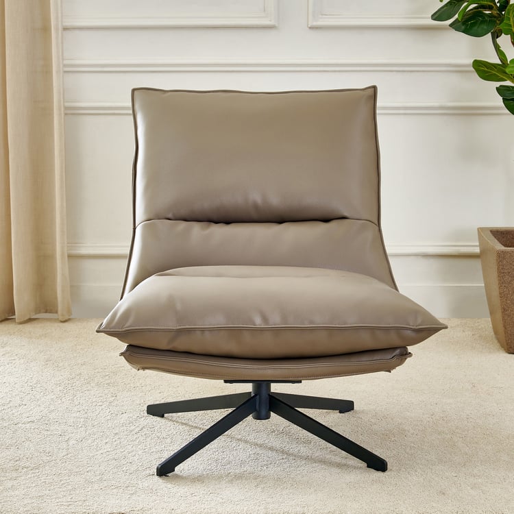 Magna Faux Leather Swivel Accent Chair - Brown