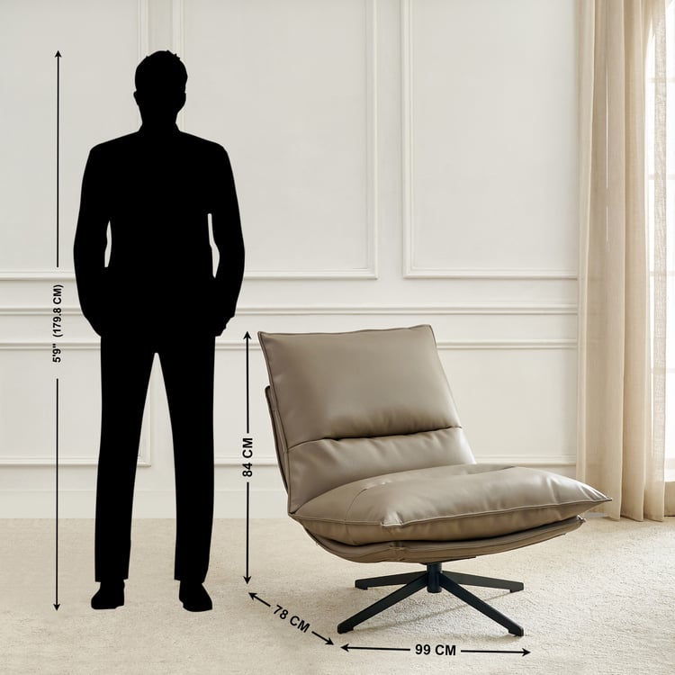 Magna Faux Leather Swivel Accent Chair - Brown