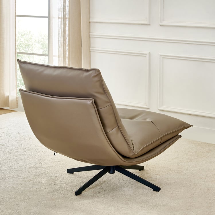 Magna Faux Leather Swivel Accent Chair - Brown