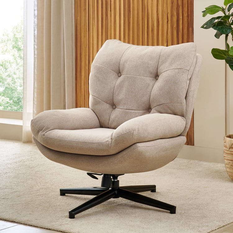 Shoji Fabric Swivel Accent Chair - Brown