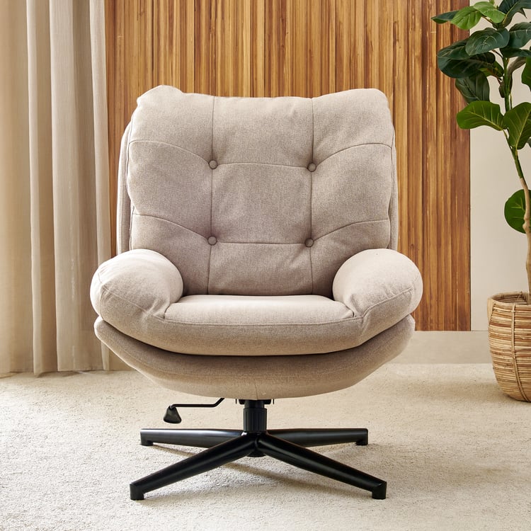 Shoji Fabric Swivel Accent Chair - Brown