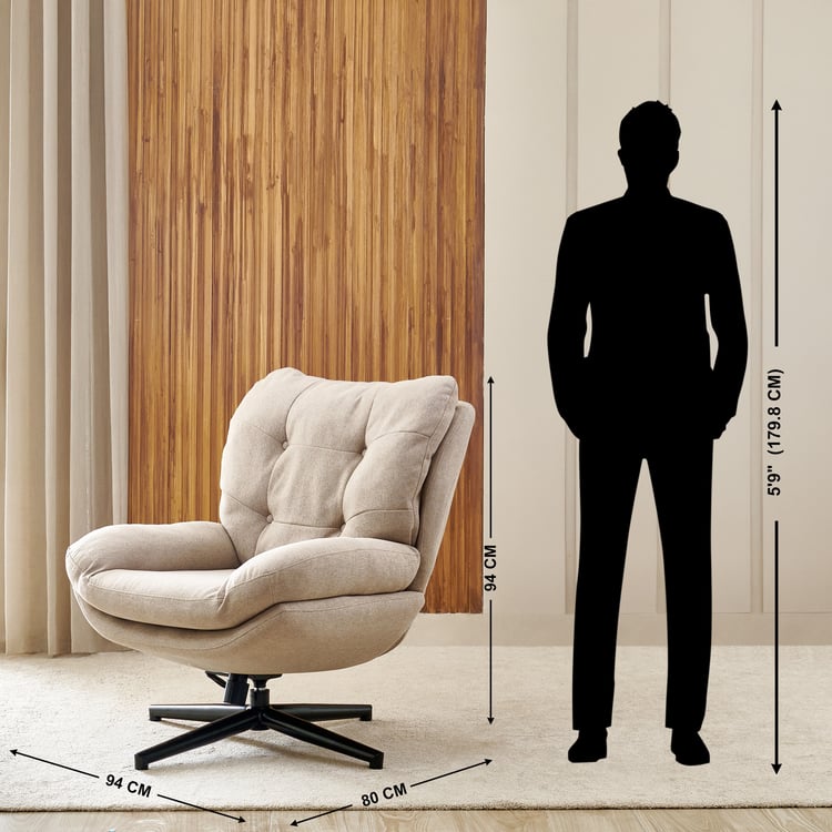 Shoji Fabric Swivel Accent Chair - Brown