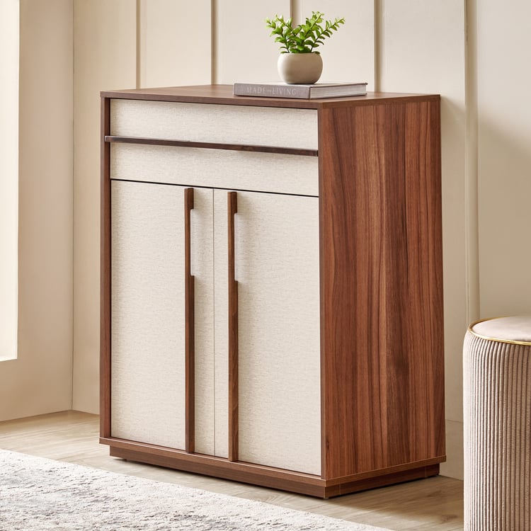 Shoji 18 Pair Shoe Cabinet with Drawer - Brown