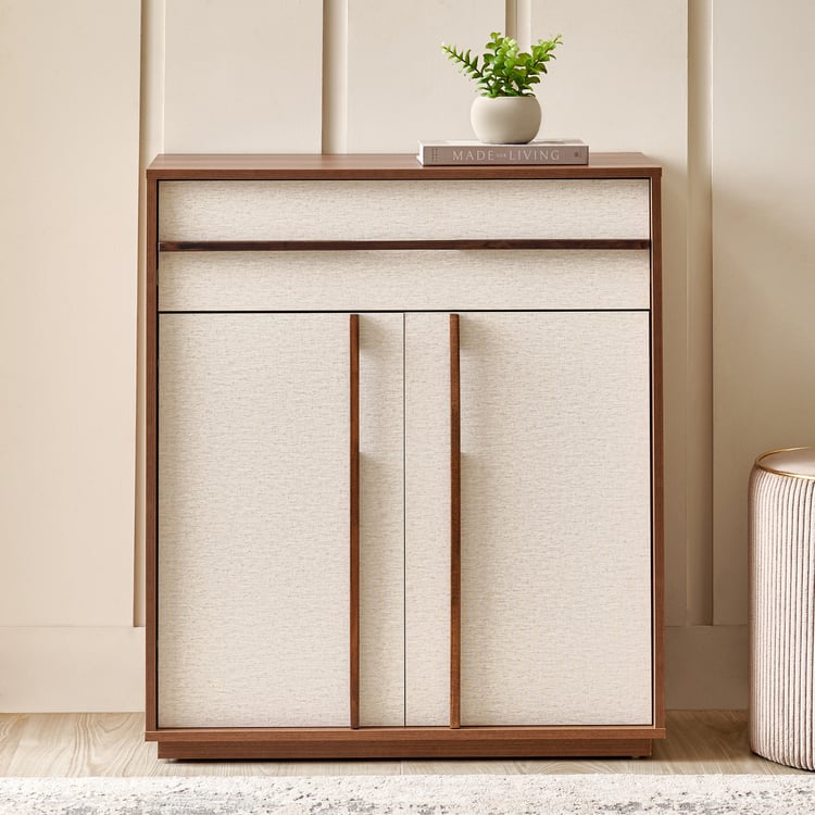 Shoji 18 Pair Shoe Cabinet with Drawer - Brown