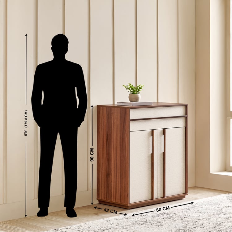 Shoji 18 Pair Shoe Cabinet with Drawer - Brown