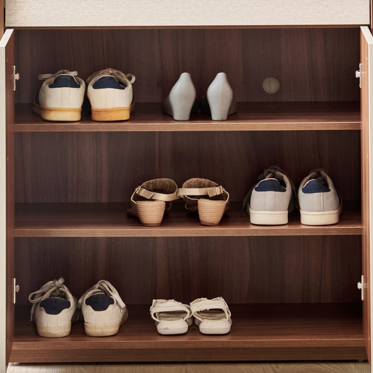 Shoji 18 Pair Shoe Cabinet with Drawer - Brown