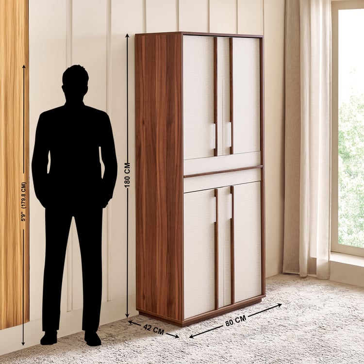 Shoji 4-Door Multipurpose Cabinet with Drawer - Brown