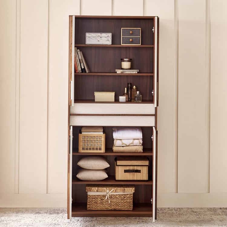 Shoji 4-Door Multipurpose Cabinet with Drawer - Brown