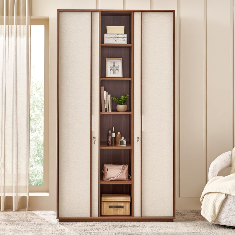 Shoji 2-Door Wardrobe with Curio - Brown