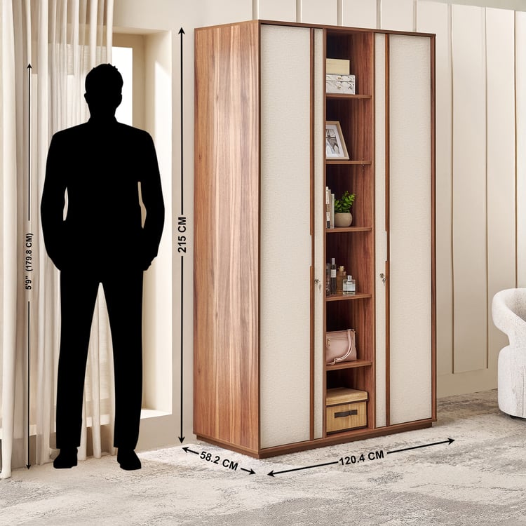 Shoji 2-Door Wardrobe with Curio - Brown
