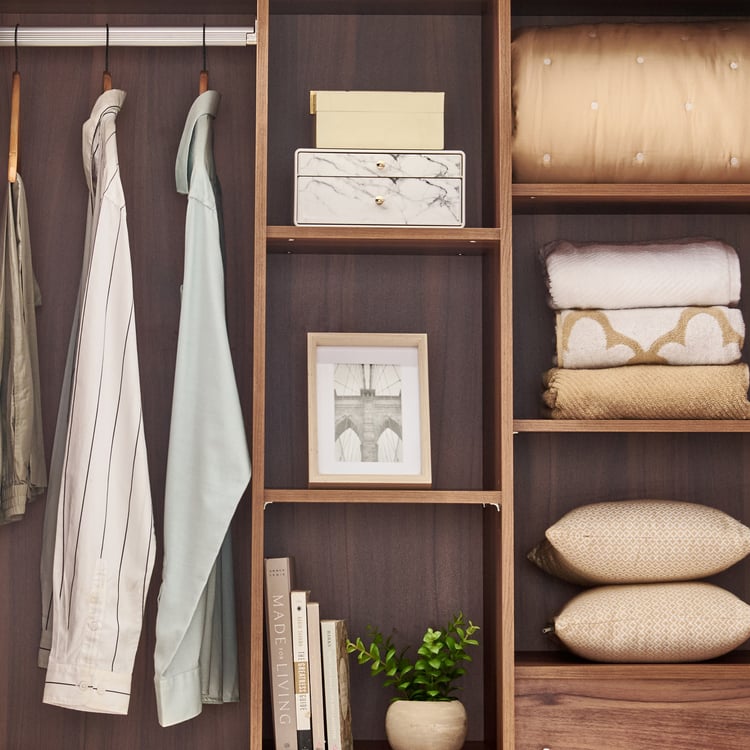 Shoji 2-Door Wardrobe with Curio - Brown