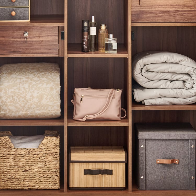 Shoji 2-Door Wardrobe with Curio - Brown