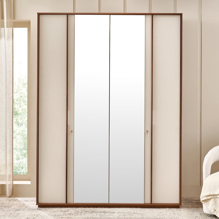 Shoji 4-Door Wardrobe with Mirrors - Brown