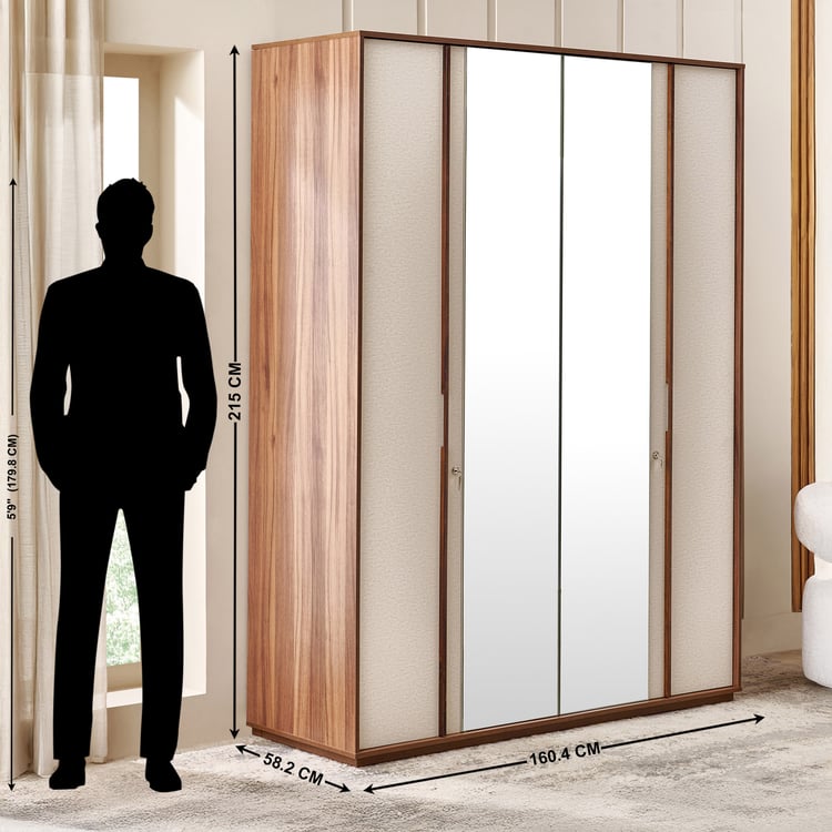 Shoji 4-Door Wardrobe with Mirrors - Brown