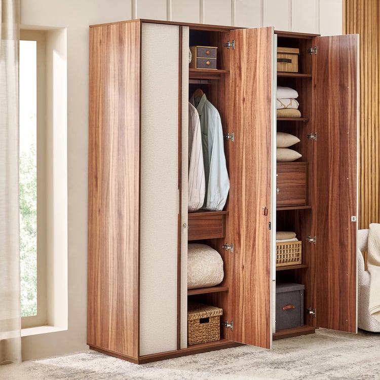 Shoji 4-Door Wardrobe with Mirrors - Brown