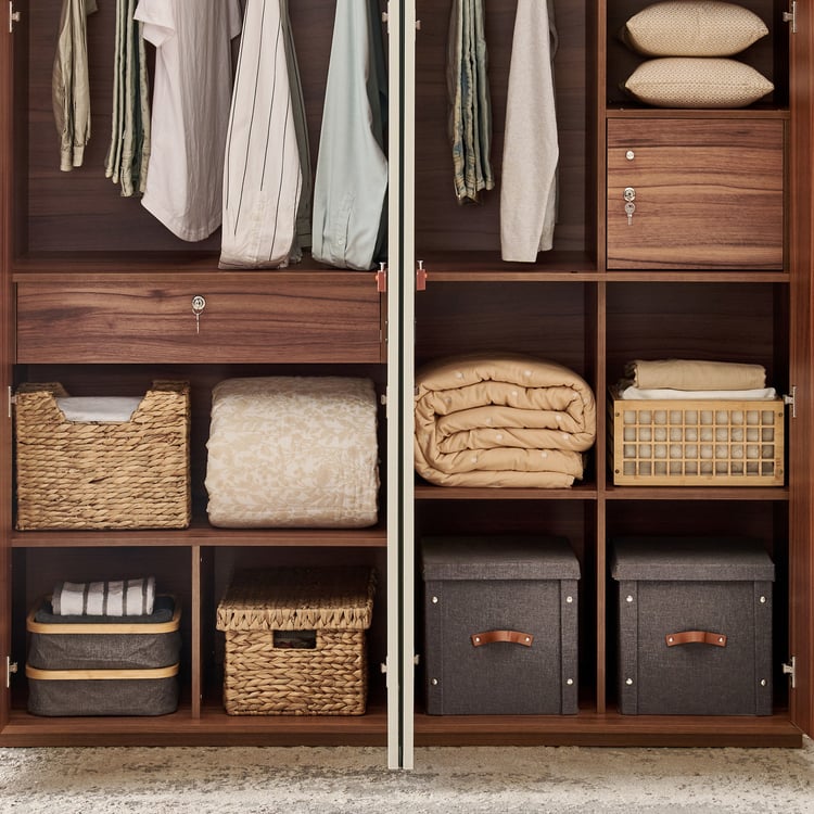 Shoji 4-Door Wardrobe with Mirrors - Brown