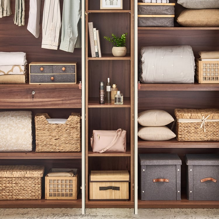 Shoji 4-Door Wardrobe with Curio and Mirrors - Brown