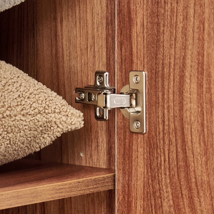 Shoji 4-Door Wardrobe with Curio and Mirrors - Brown