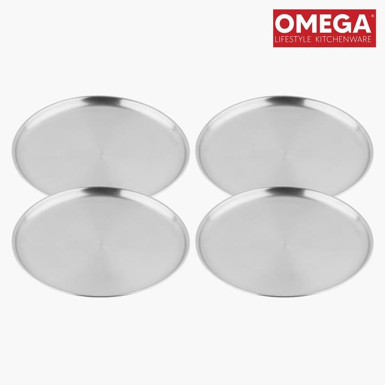 OMEGA Ivy Set of 4 Stainless Steel Dinner Plates - 21cm