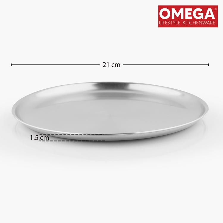 OMEGA Ivy Set of 4 Stainless Steel Dinner Plates - 21cm