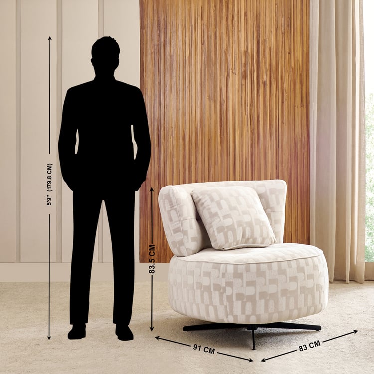 Evon Fabric Swivel Accent Chair with Cushion - Beige